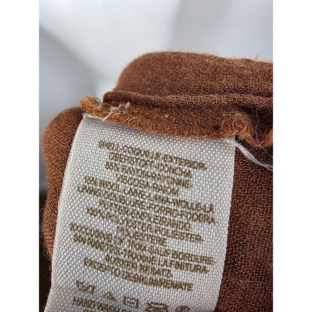 Free People Rust Brown Rayon Wool Button Front Crinkle Shirt Dress Women's Small - Picture 8 of 8